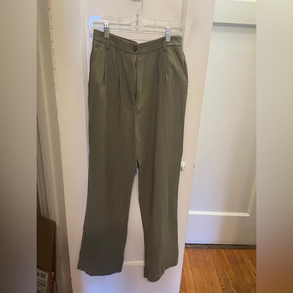 Calvin Klein Olive Green Pleated Trousers